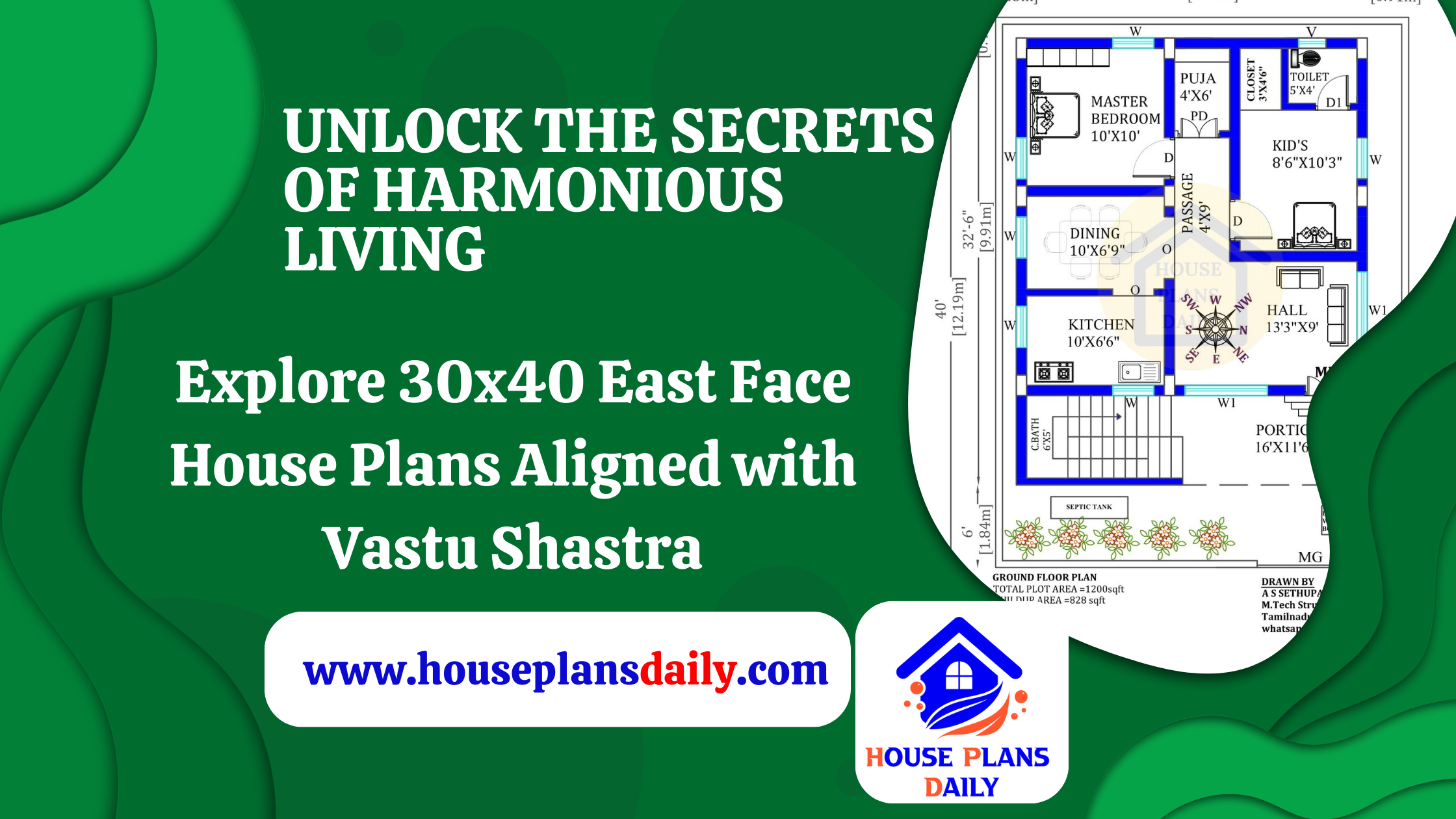 30x40 East Face House Plans Aligned with Vastu Shastra