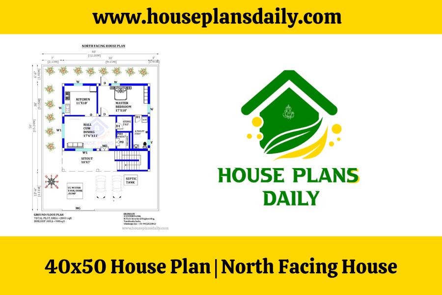 40x50 House Plan | North Facing House | 1BHK House | 900 Sqft House Plan