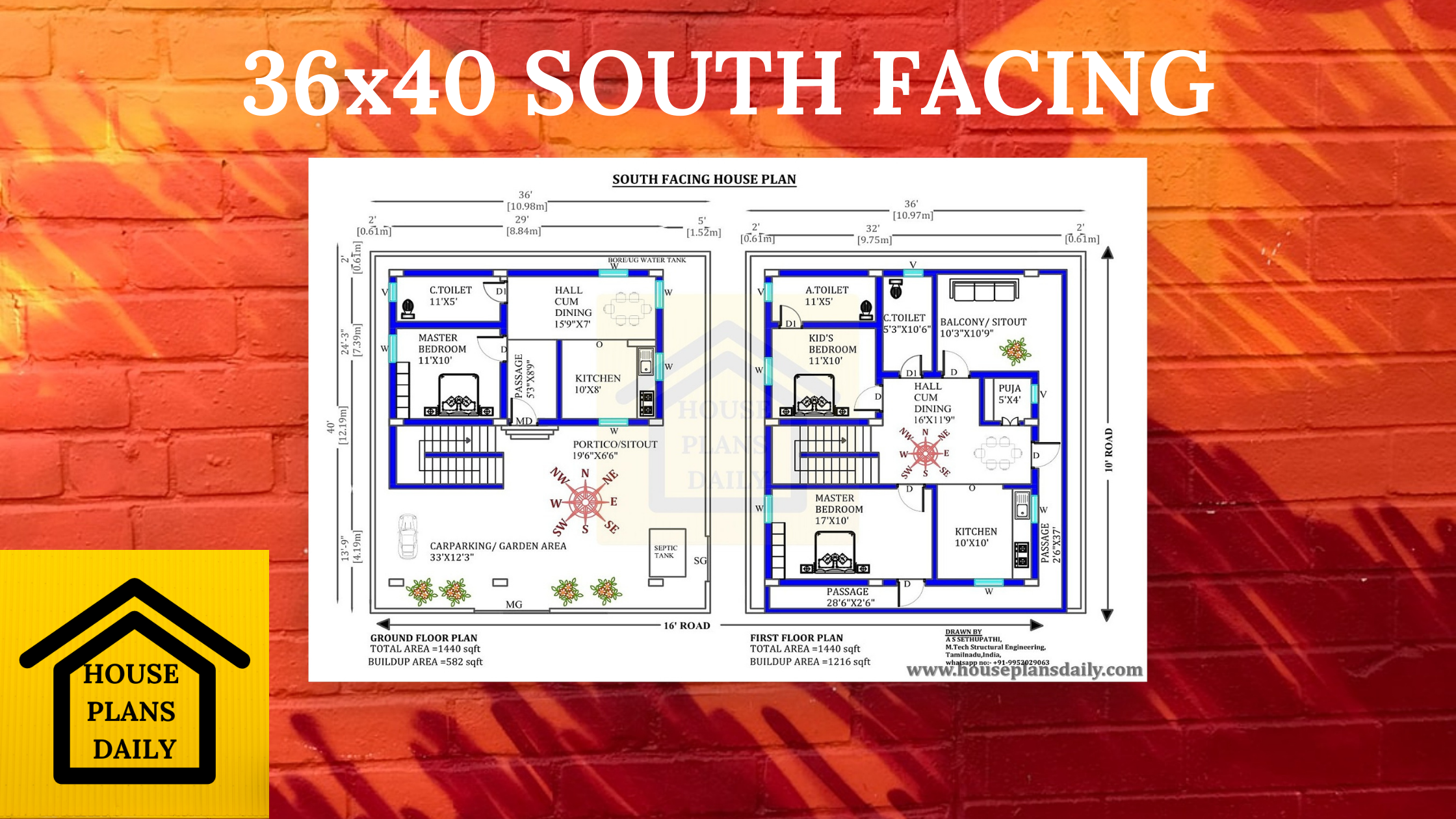 36x40 South Facing House Plan According to Vastu