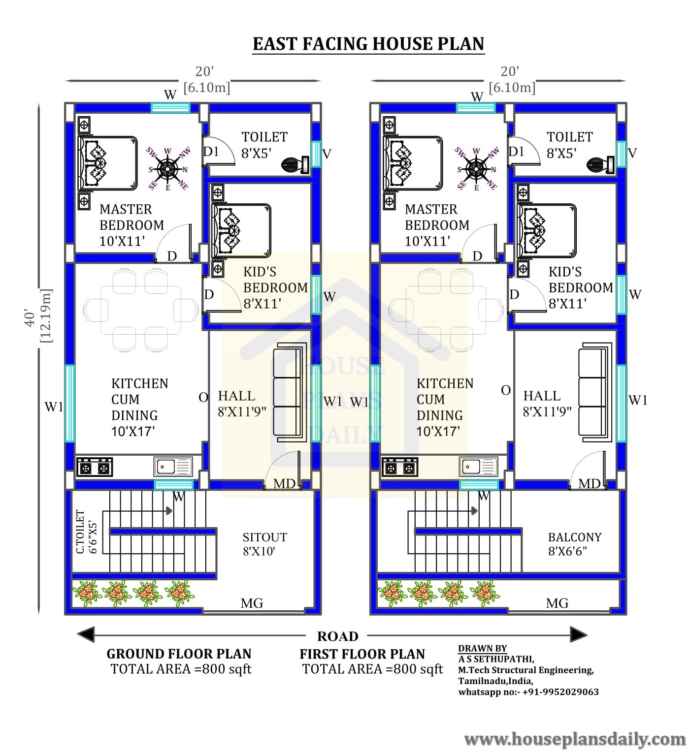 20x40 East Facing Vastu House Plan Houseplansdaily