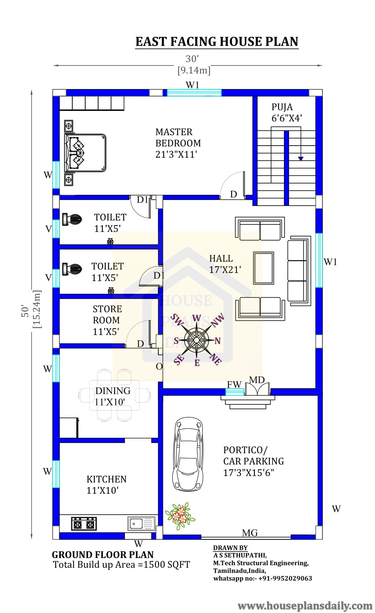 30x50 East Facing Vastu Plan Houseplansdaily