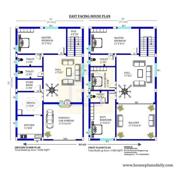 30x50 East Facing Vastu Plan Houseplansdaily