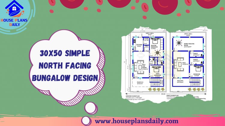 30x50 Simple North Facing Bungalow Design | North Facing Villa Plan