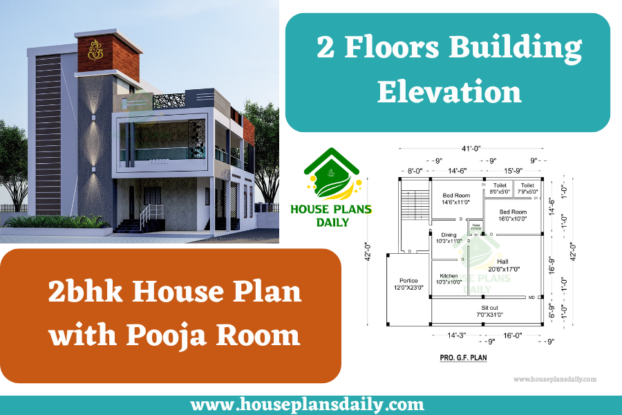 2 Floors Building Elevation | 2bhk House Plan with Pooja Room