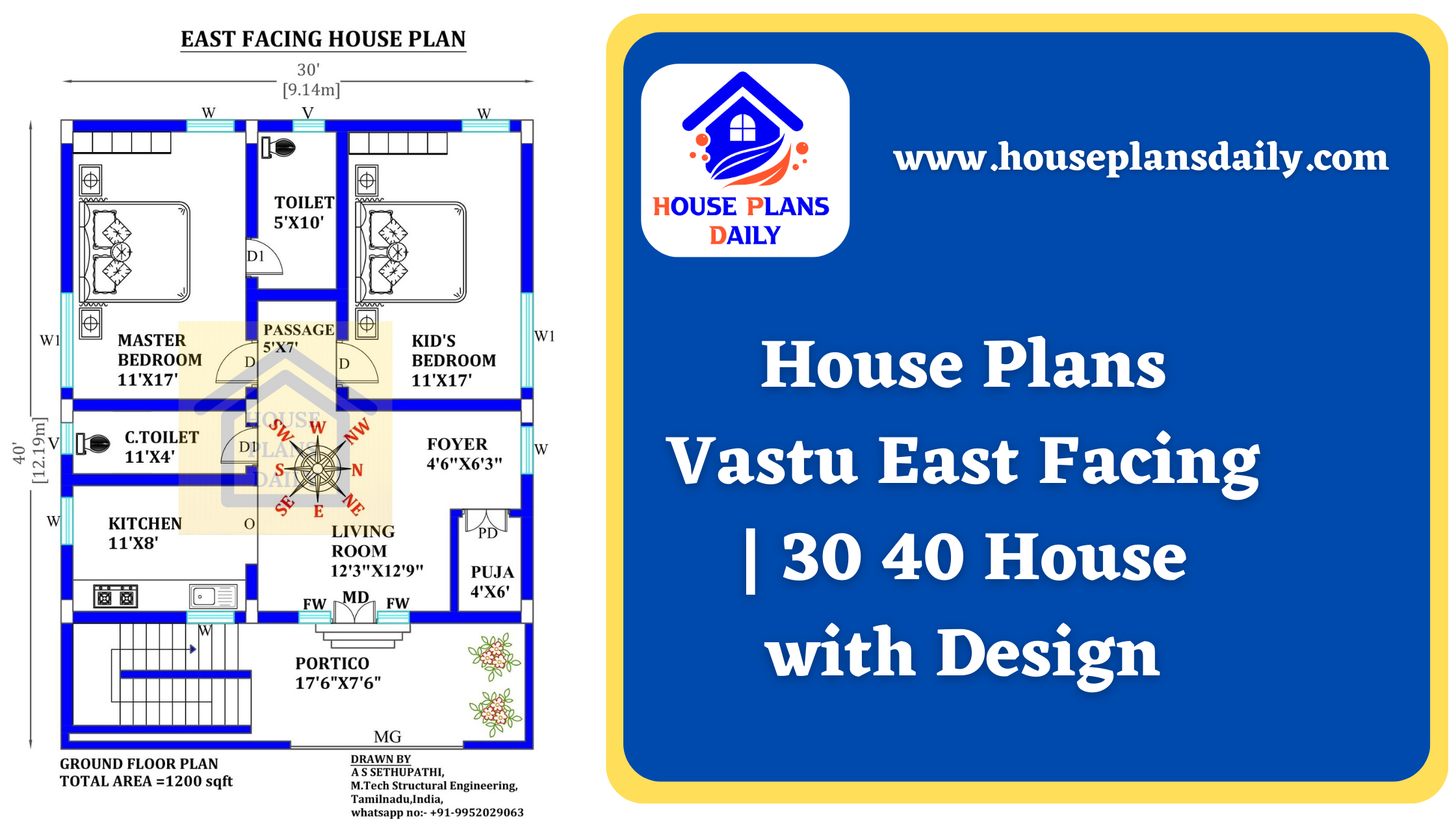 House Plans Vastu East Facing | 30 40 House with Design