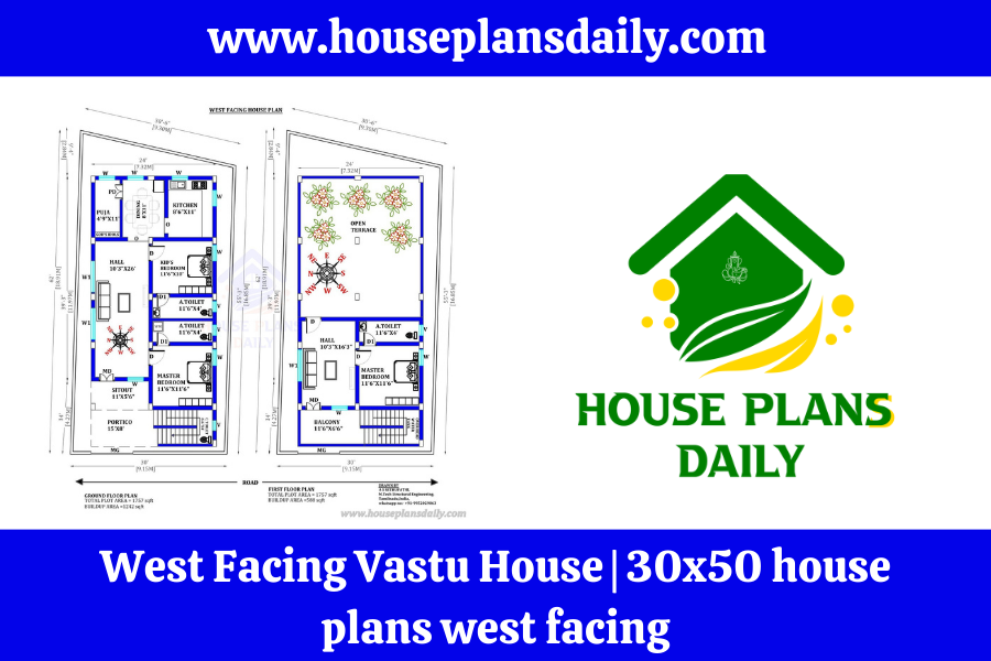 West Facing Vastu House | 30x50 house plans west facing