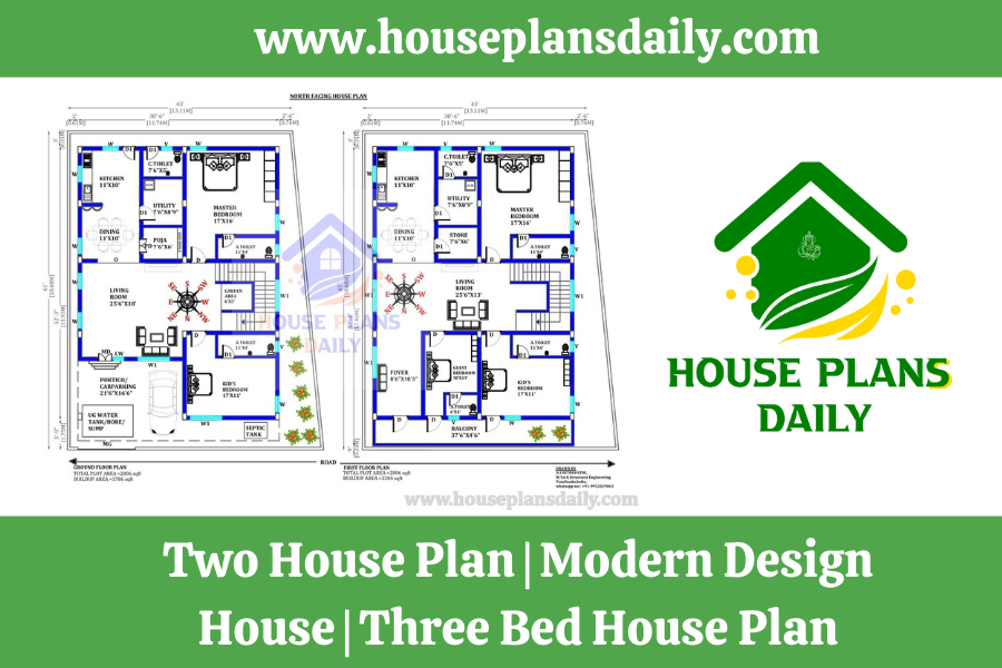 Two House Plan | Modern Design House | Three Bed House Plan