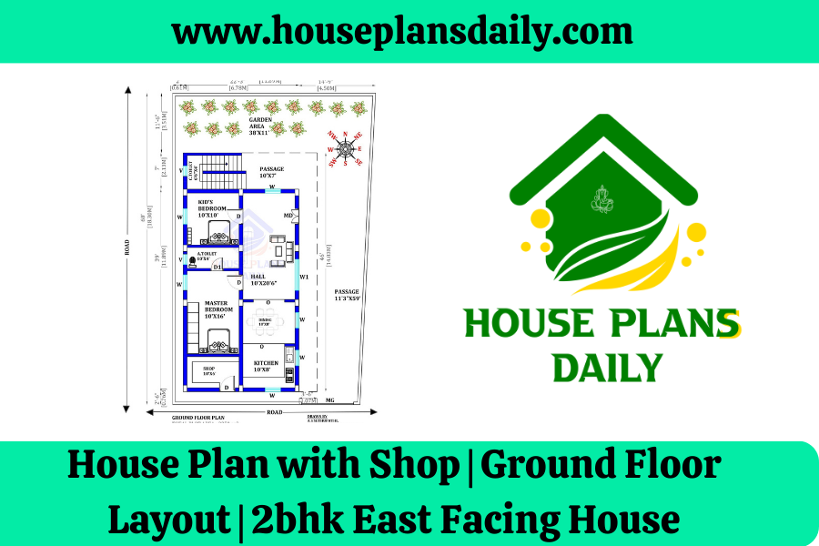House Plan with Shop | Ground Floor Layout | 2bhk East Facing House