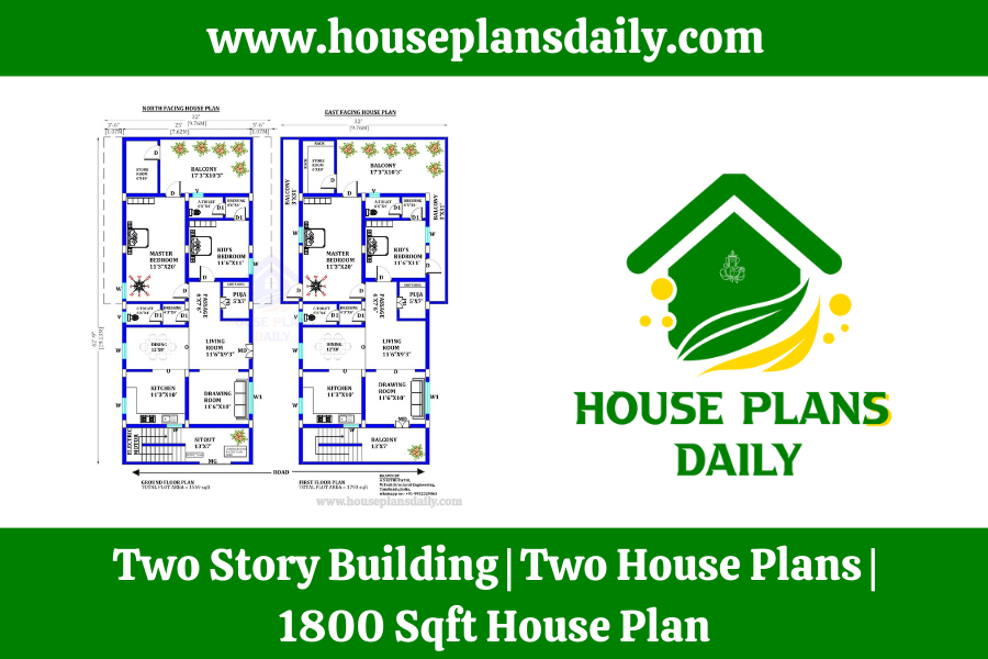 Two Story Building | Two House Plans | 1800 Sqft House Plan