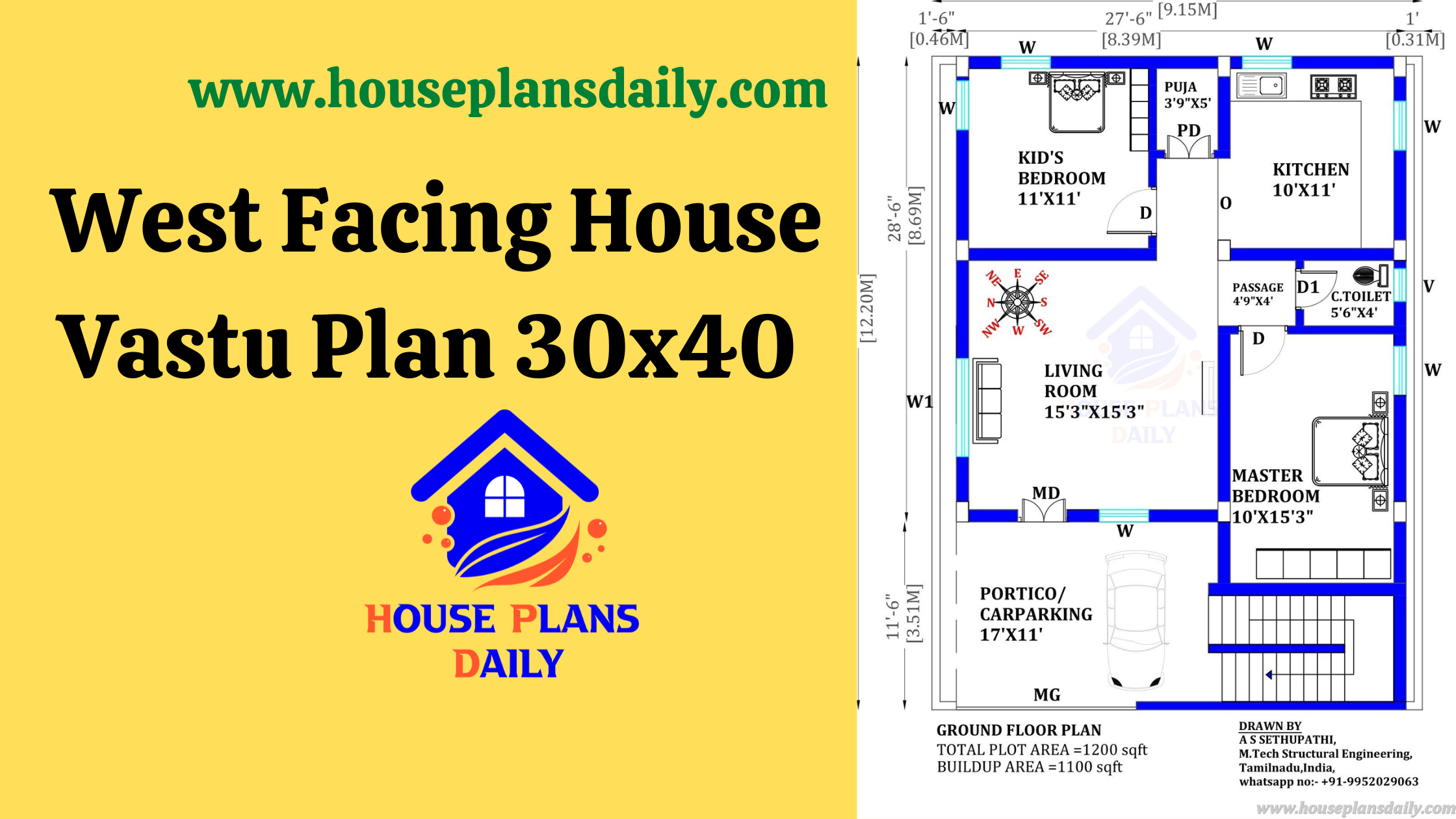 West Facing House Vastu Plan 30x40 | West Face House | Vastu Homes