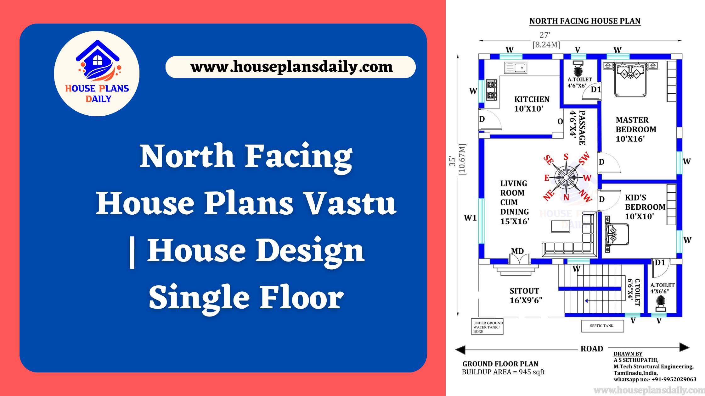North Facing House Plans Vastu | House Design Single Floor