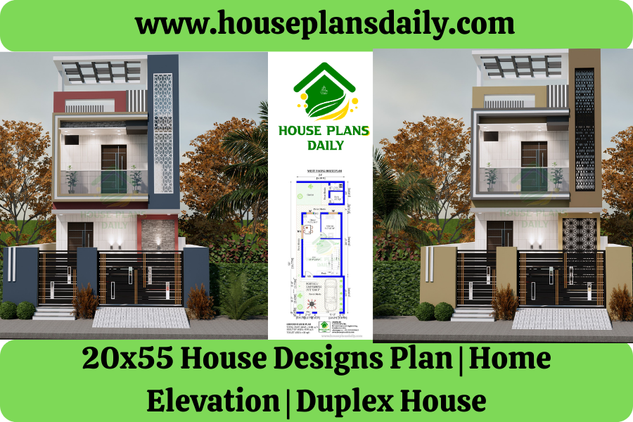 20x55 House Designs Plan | Home Elevation | Duplex House