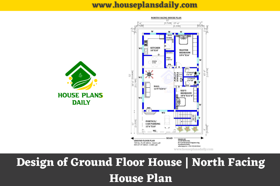Design of Ground Floor House | North Facing House Plan