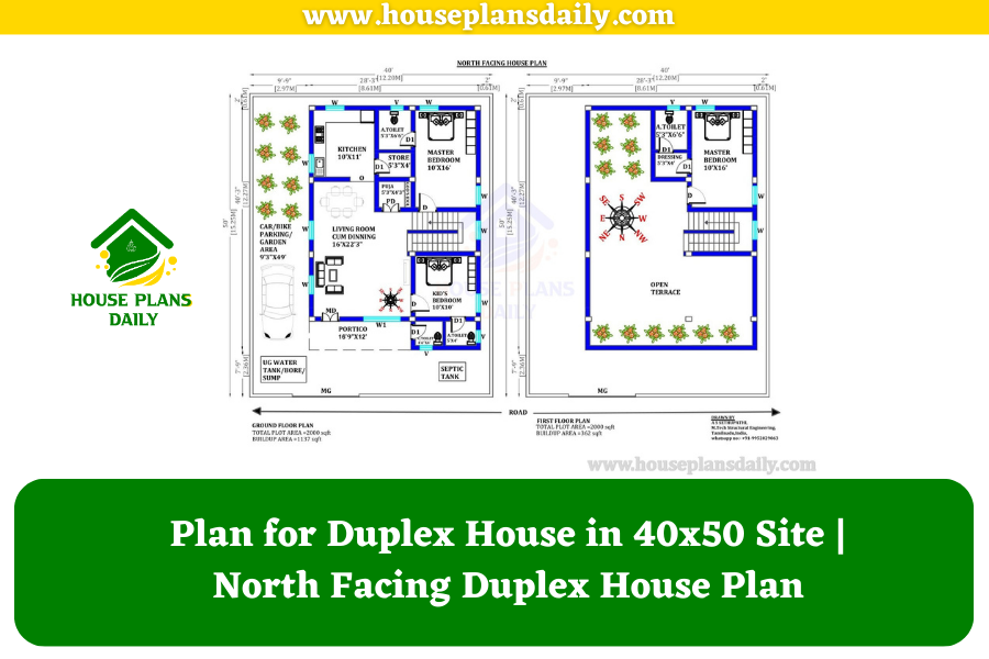 Plan for Duplex House in 40x50 Site | North Facing Duplex House Plan