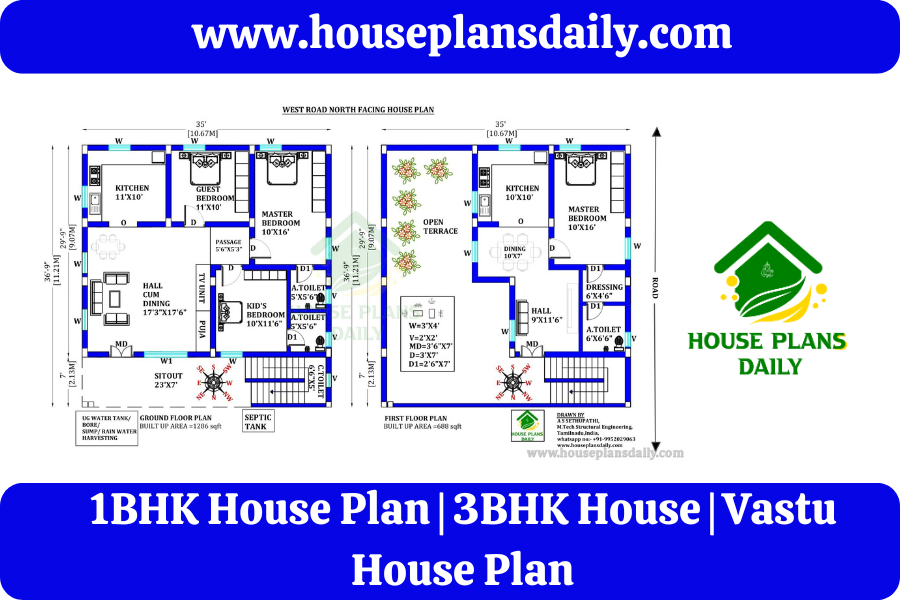 1BHK House Plan | 3BHK House | Vastu House Plan