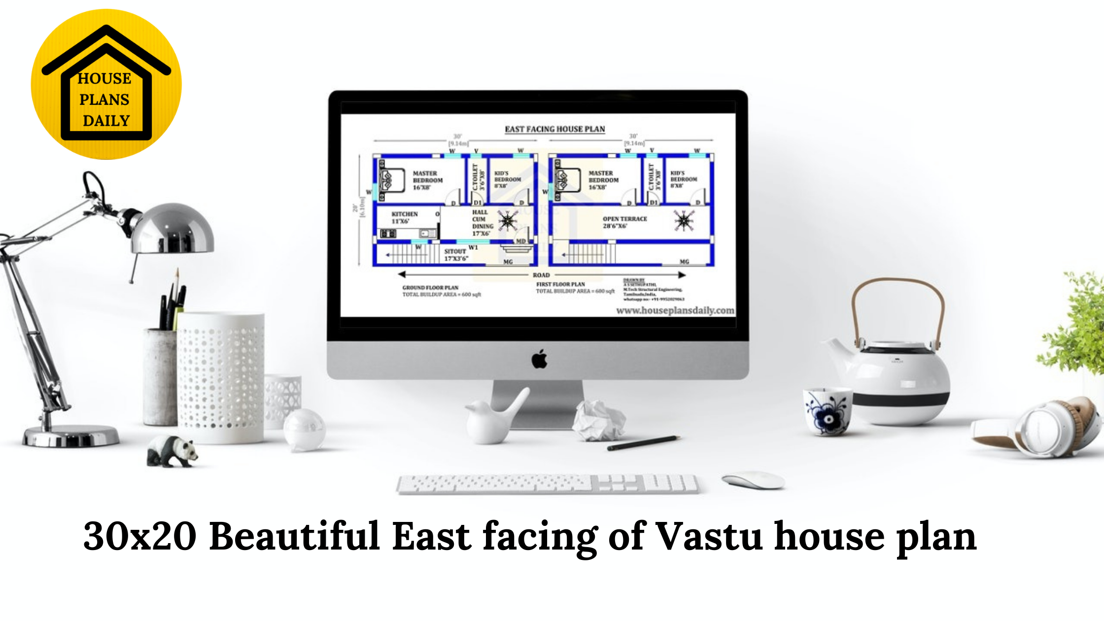 30x20 East facing House Plan as per Vastu