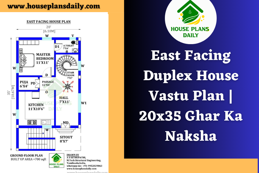 East Facing Duplex House Vastu Plan | 20x35 Ghar Ka Naksha