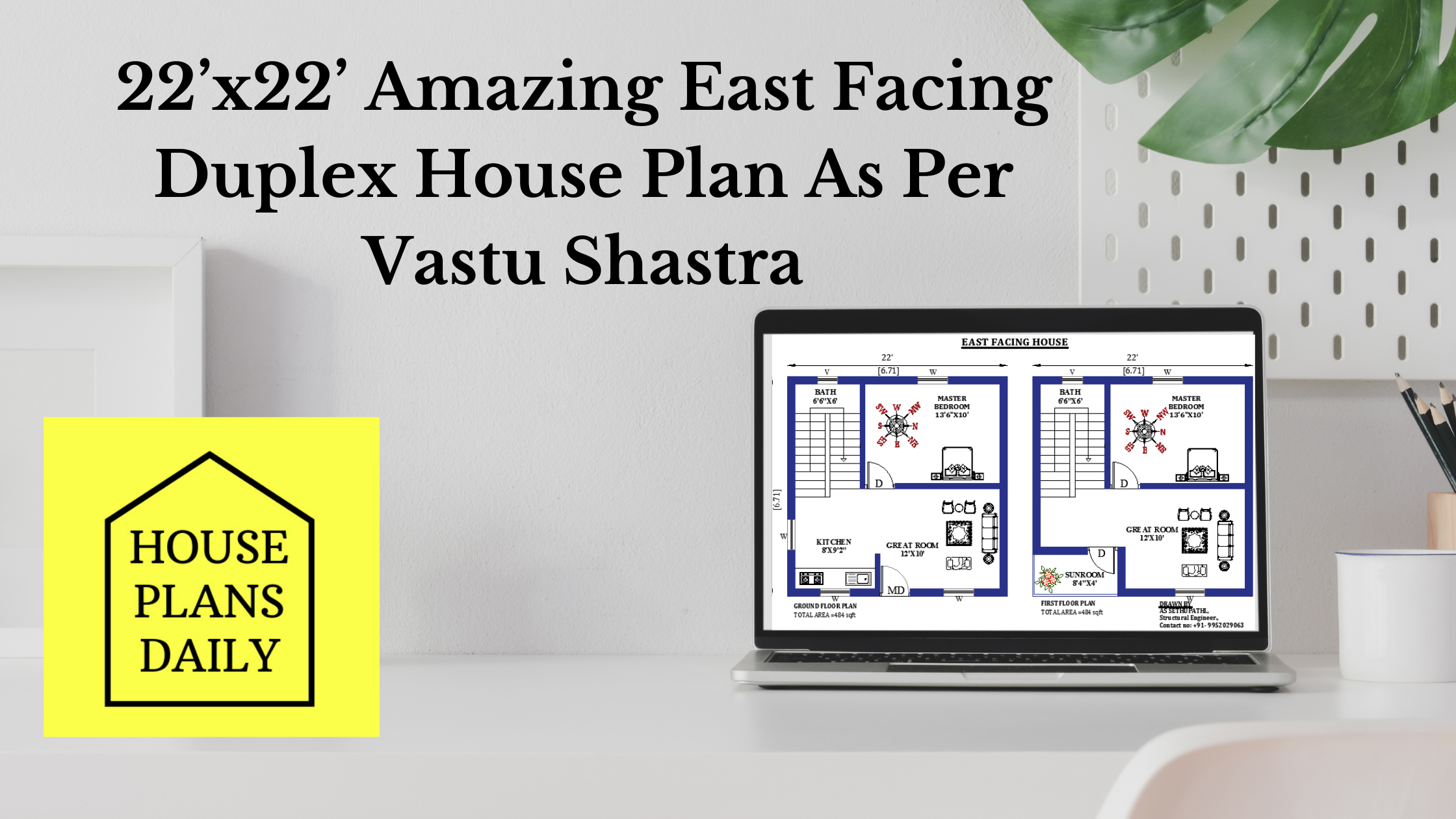22x22 East Facing Duplex House Plan As Per Vastu Shastra