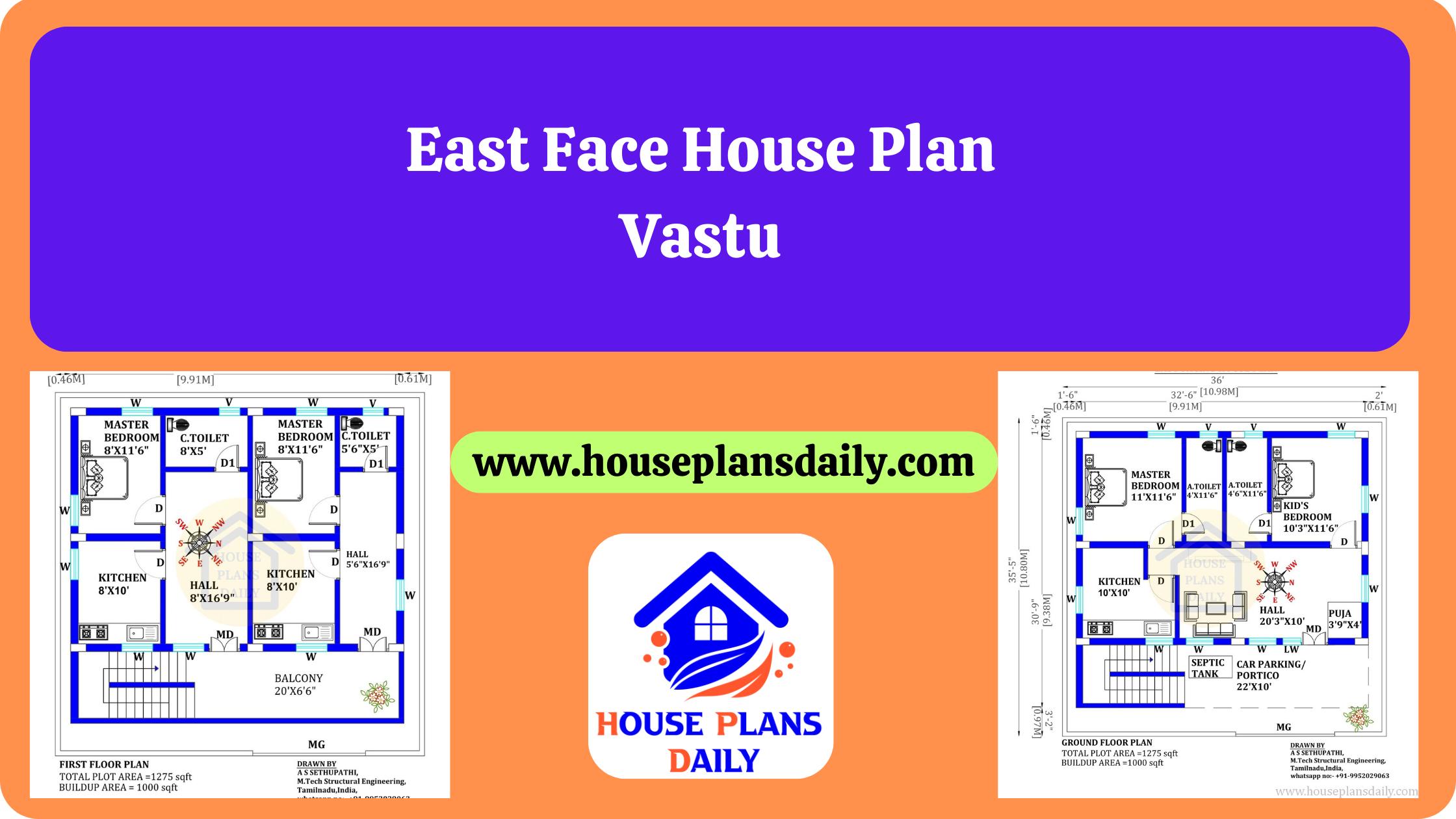 East Face House Plans with Vastu | East Face House Plan Vastu