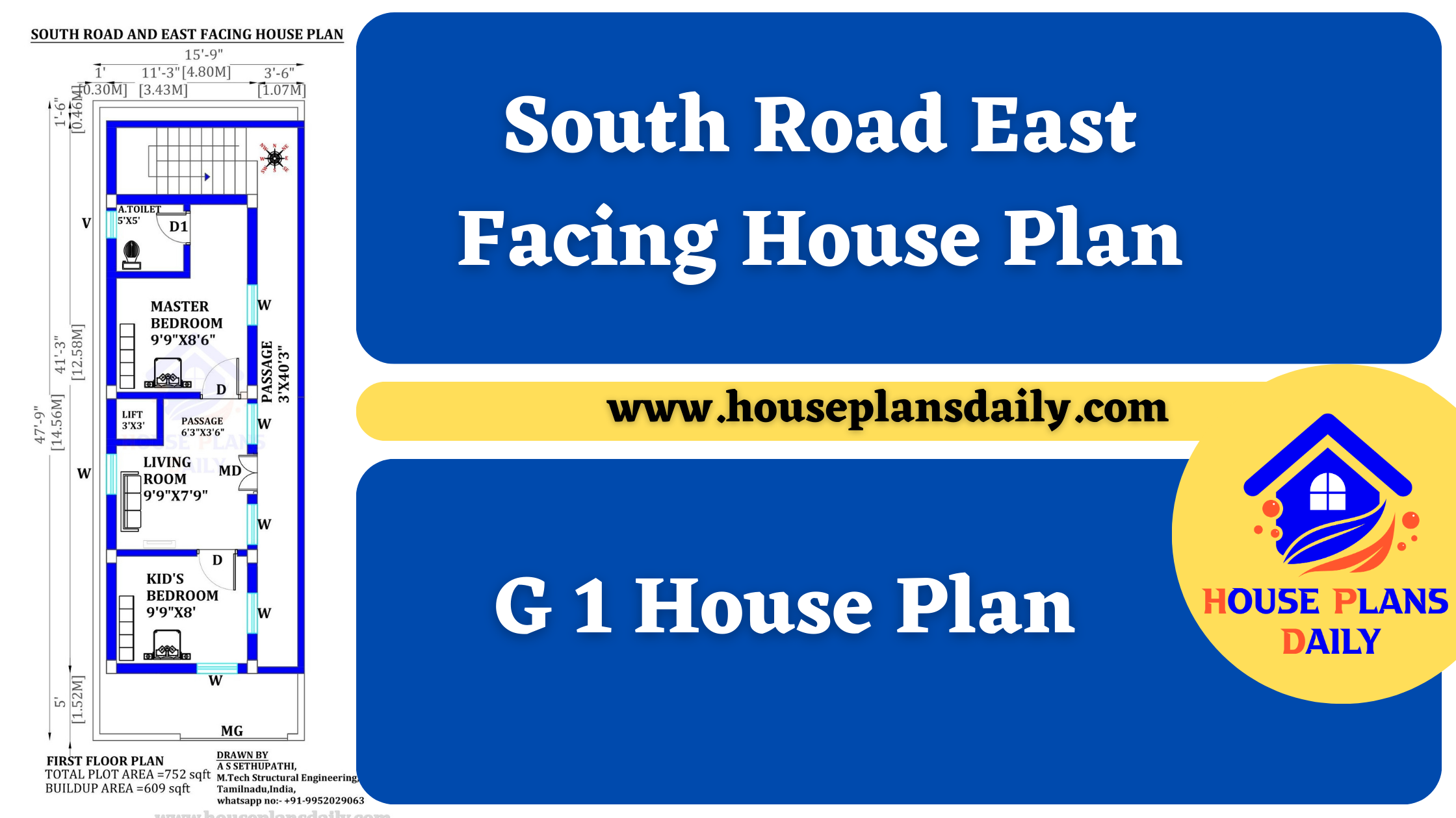 South Road East Facing House Plan | G 1 House Plan
