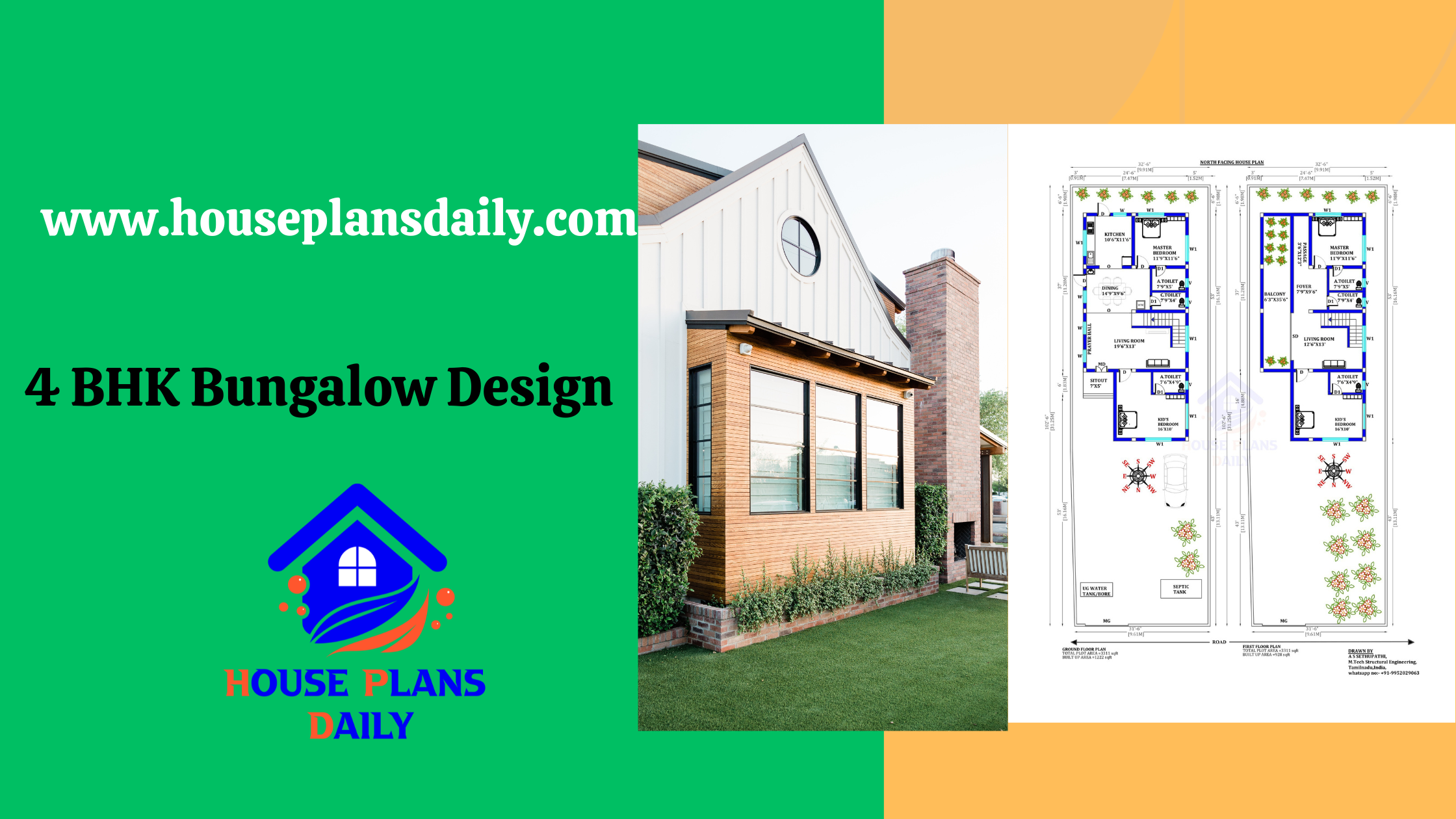 4BHK Duplex House Plan | 4 BHK Bungalow Design