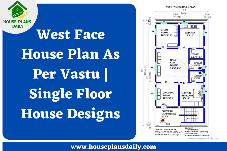 West Face House Plan As Per Vastu | Single Floor House Designs