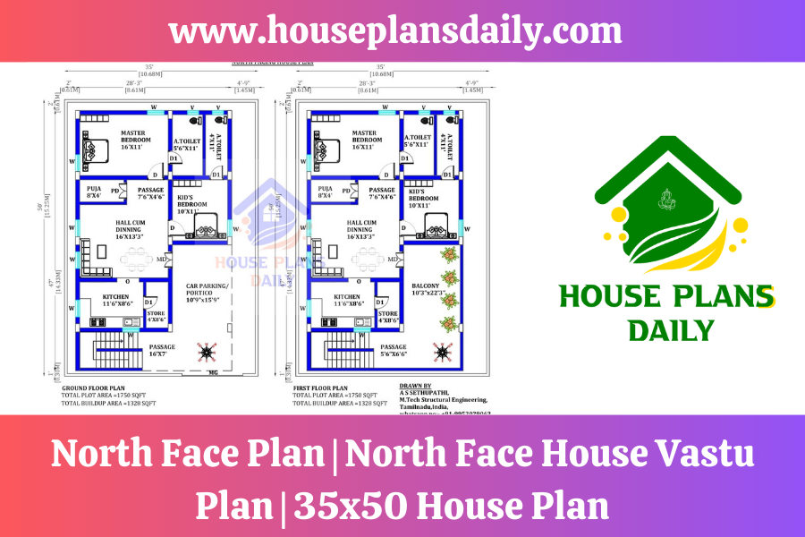 North Face Plan | North Face House Vastu Plan | 35x50 House Plan