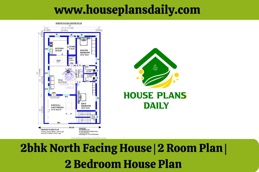 2bhk North Facing House | 2 Room Plan | 2 Bedroom House Plan