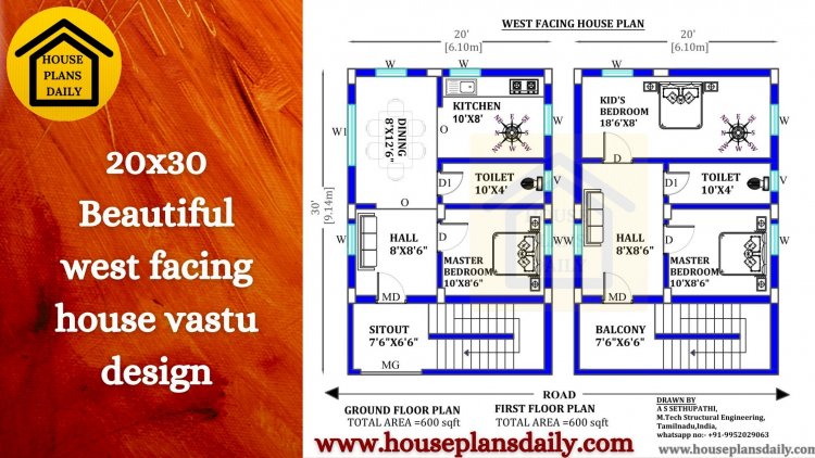 20x30 West Facing House Plan| Vastu Home