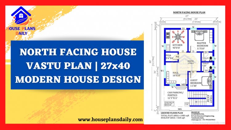 North Facing House Vastu Plan | 27x40 Modern House Design