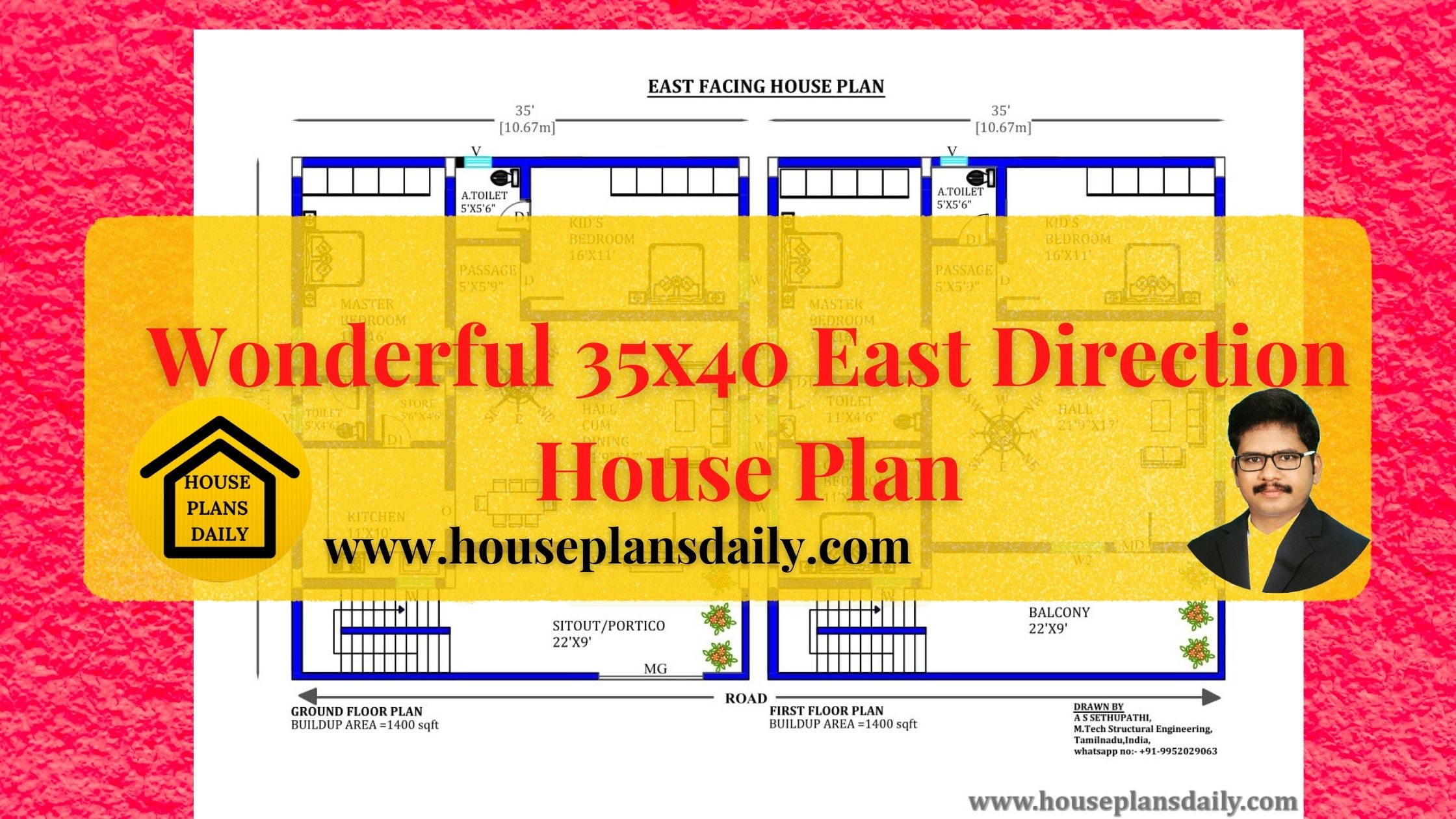 35x40 East Direction House Plan