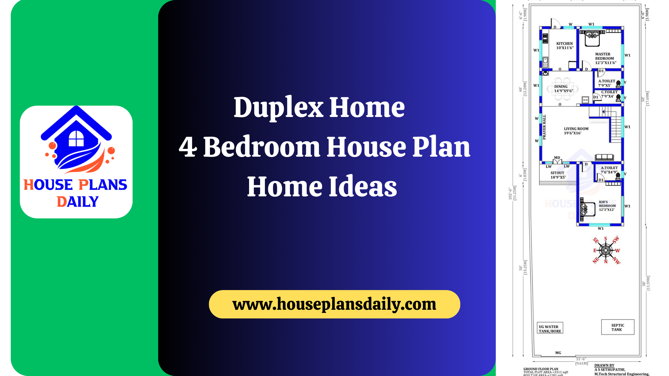 Duplex Home | 4 Bedroom House Plan | Home Ideas