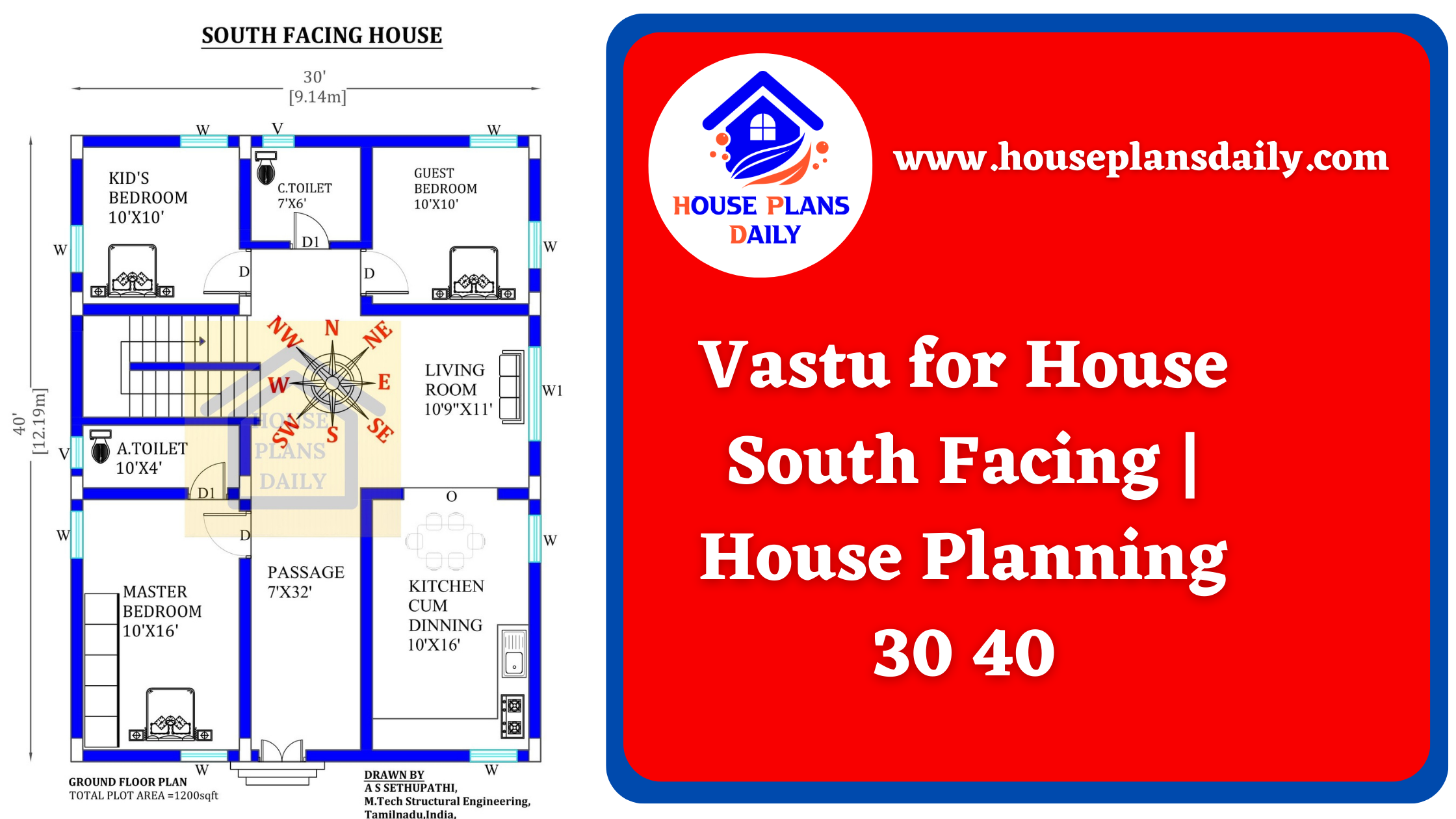 Vastu for House South Facing | House Planning 30 40