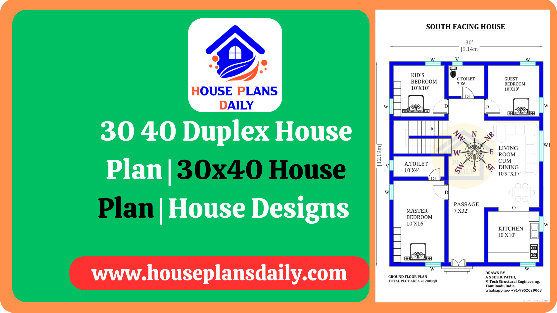 30 40 Duplex House Plan | 30x40 House Plan | House Designs